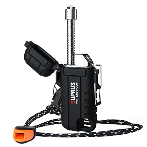 SUPRUS Wasserdichtes Feuerzeug Winddichtes Feuerzeug Arc Plasma Feuerzeuge USB-C Wiederaufladbar mit erweiterbarem und flexiblem Hals für Outdoor, Camping Küche von SUPRUS