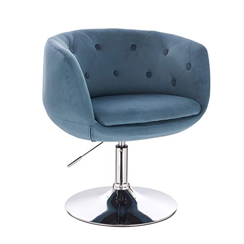 SVITA Panama Retro Loungestuhl Polsterstuhl Cocktailsessel Blau Petrol Samt-Optik Tellerfuß von SVITA