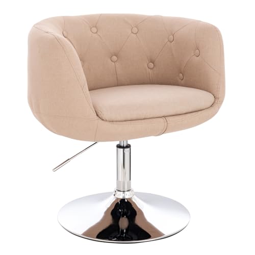 SVITA Panama Retro Loungestuhl Polsterstuhl Cocktailsessel Tellerfuß Metall Stoffbezug Beige von SVITA