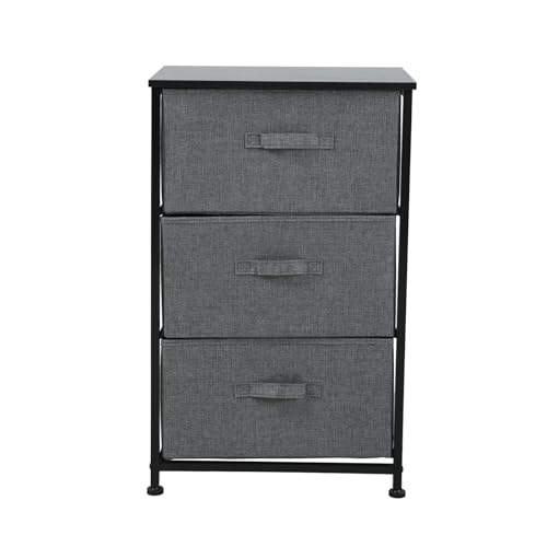 SVITA Schubladenregal OLE Aufbewahrungsschrank Metall 3 Stoffschubladen 45x30x73cm (BxTxH) modern minimalistisch Schlafzimmer Wohnzimmer Flur Schwarz/Grau von SVITA