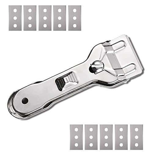 Ceranfeldschaber, Ceranfeld Kratzer, Zweischneidiger Reinigungsschaber mit Ersatzklinge, zum Entfernen von Flecken auf Herd, Glas und Keramik von SVUPUE