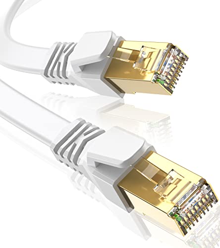 Cat 8 LAN Kabel 1m, SWECENT 40Gbps Netzwerkkabel Hochgeschwindigkeits 2000MHz S/FTP Ethernet Kabel POE Gigabit RJ45 Nylon PVC Flaches Vergoldeter Patchkabel für PS5/4 Router Modem TV Laptop von SWECENT