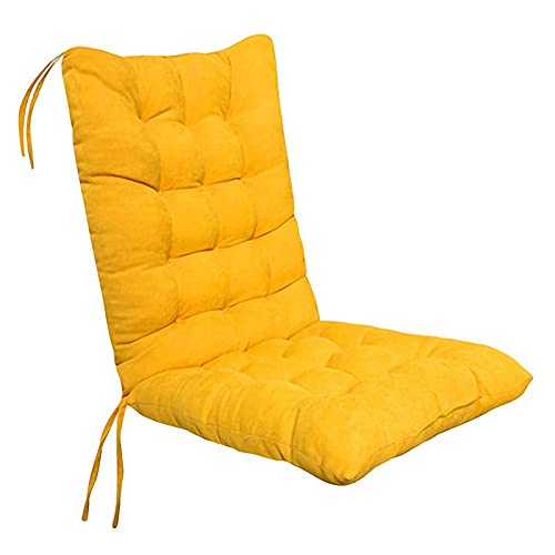 SWECOMZE Hochlehner Auflagen Waschbar | Gartenstuhlauflagen Stuhlkissen Sitzkissen und Rückenkissen für stühle - 40 * 90 cm - Outdoor und Indoor (Gelb) von SWECOMZE