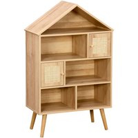 Sweeek - Bücherregal Rattan, 7 Fächer und 2 Türen - Natur von SWEEEK