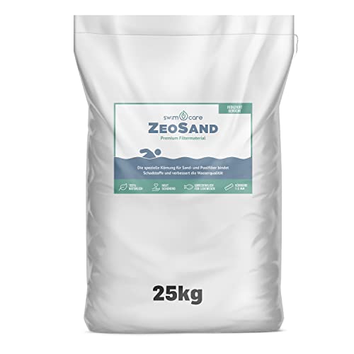 swimcare® ZeoSand - 25 kg - Premium Filtermaterial für Sandfilter - Natürliches Filtermedium für Schwimmteich und Pool - Klares Wasser und Reduzierung von Algenwachstum und Gerüchen von SWIMCARE
