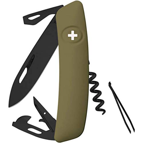 SWIZA Unisex – Erwachsene Schweizer Messer D03 AB Olive, Schwarz, 17cm, SZA331050 von SWIZA