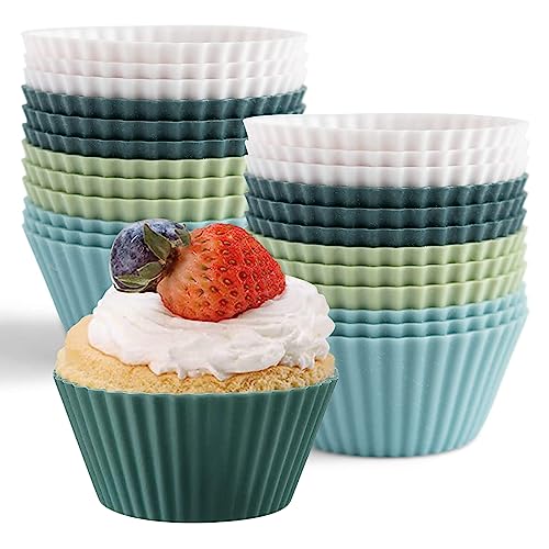 Silikon Muffinförmchen, 24 Stück Muffinform Silikon, Mini Muffins Backform Wiederverwendbarer Backförmchen für Familie DIY Backen Kuchen Eincreme und Pudding von SXCCNW