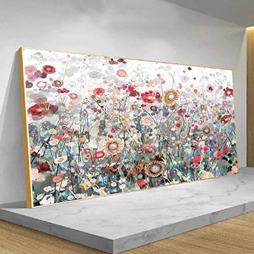Moderne Kunst Bunte Blumen Wildblumen Leinwand Gemälde Poster und Drucke Wandkunst Bilder für Wohnzimmer Wohnkultur 70x140cm Rahmenlos von SXKJ