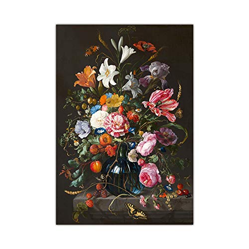 Vintage Poster Blumen Wandkunst Leinwanddruck Rose Pfingstrose Schmetterling Malerei Bild Mode Poster Und Drucke Raumdekor 70x100cm Rahmenlos von SXKJ