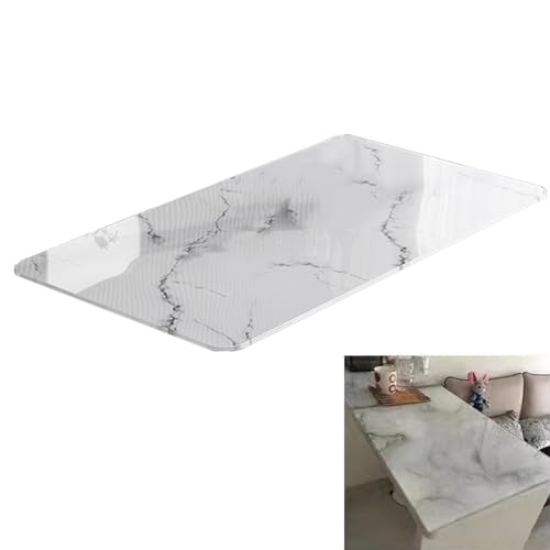 Glasplatte Rechteckig Glasscheibe Tischplatte Glas Kaminplatte Kaminglas DIY Tisch, Platte Aus Gehärtetem Glas In Marmoroptik, Perfekt Geeignet Als Tischplatte, Bodenplatte(Color:B,Size:100x80cm) von SXKJQER