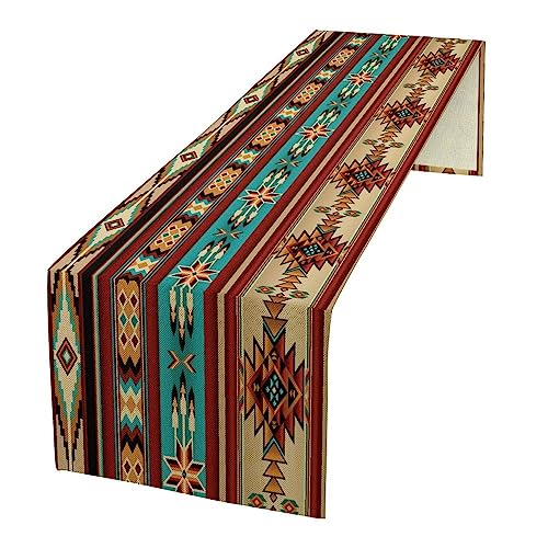 Azteken-Tischläufer, ethnischer Stil, geometrische Tischläufer, Kommode, Schals, Tischdekoration, Dekoration für Garten, Bauernhaus, Hochzeit, Party, Urlaub, Abendessen, Zuhause, 33 x 91,4 cm von SXXLDNG