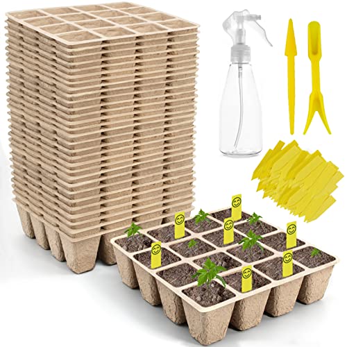 SYITCUN 640X Anzuchttöpfe 4x4cm,40 Pack Biologisch Anzuchttöpfe für Pflanzen,Quadratische Anzuchttöpfe Eckig,Anzuchttöpfe Biologisch abbaubar,Pflanztopf,Saattopf,Pflanzenanzucht von SYITCUN