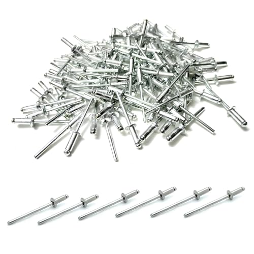 100pcs Stück Alu Blindnieten Sortiment Popnieten,Pop Nieten Stahlniete, Silber Aluminium Blindnieten(Silver, 4.0x10) von SYJINHUASY