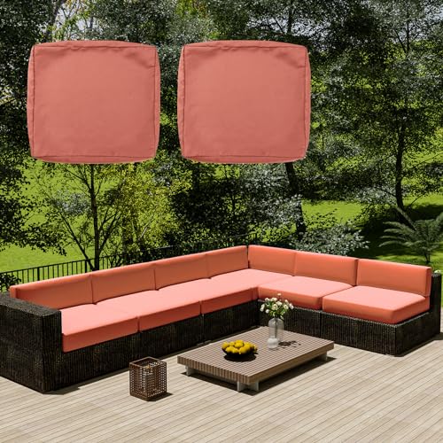 SYLC Wasserdicht Sofa Sitzkissenbezug Mit Reißverschluss, Outdoor Bezüge Für Gartenpolster, Auflagen überwürfe Hussen Für Gartenmöbel/terrasse (2 pcs 60×60×10 cm,Coral pink) von SYLC