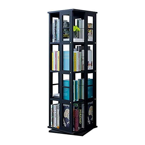 SYLUOQP Bücherregal Librería, 4-stufiges drehbares Bücherregal, rechteckiges drehbares Bücherregal, Medienaufbewahrungsschrank, 360°-Display, drehbares Bücherregal für Heim-/Bürodekoration von SYLUOQP