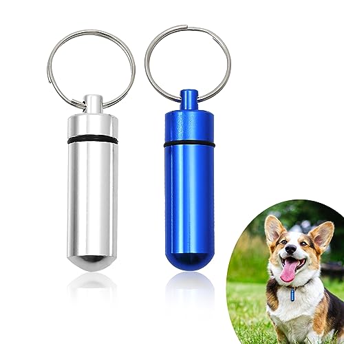 2 Stück adressanhänger hund Wasserdicht katzenhalsband mit namen Aluminiumlegierung katzen halsbänder Angenhm hundemarke personalisiert abbiegen adressanhänger Waterproof Address Capsule for Pets von SYQZMYA