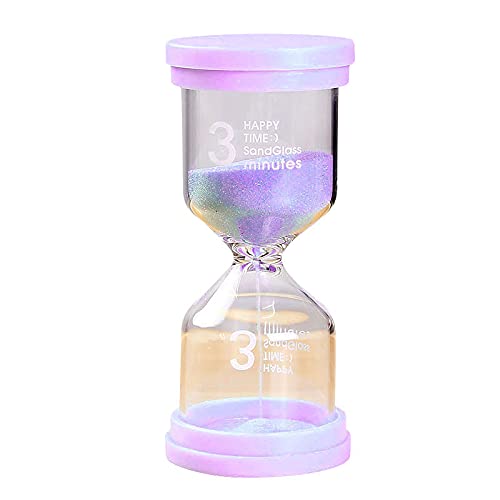 SZFRYEU Eieruhren,Sanduhr-Timer, Sanduhr Glas Timer, Macaron Sanduhr, Sand Timer 3 Minuten für Schule, Klassenzimmer Spiele,Zuhause Küche (Lila, One Size) von SZFRYEU