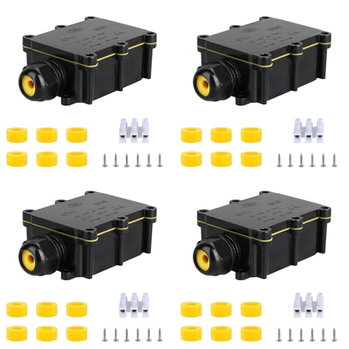 SZFUDIGO Wasserdichte Abzweigdose für den Außenbereich, IP68, 2-Wege-Stecker-Draht, externe elektrische Abzweigdose, Kabelverbinder, Drahtdurchmesser 4–15 mm 4PCS von SZFUDIGO