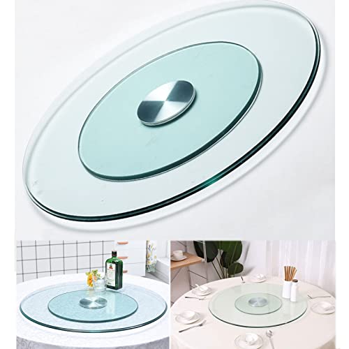 Glas Lazy Susan Drehteller Esstisch Herzstück Drehbares Tablett aus gehärtetem Glas Runde drehbare Tischplatte Große Servierplatte, geräuschlos und sanft drehend (Größe: 80 cm/31 Zoll) von SZITW