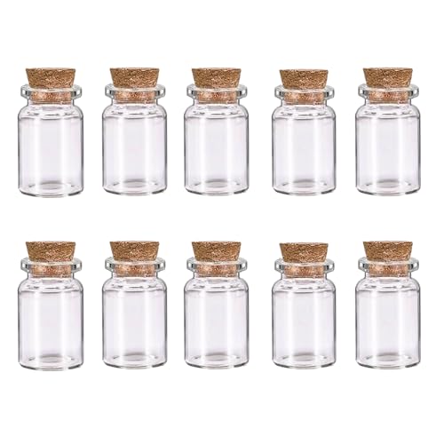 10 Stück Mini Glasflaschen Probe Gläser mit Korken,Leere Probe Glasflasche Gläser,Mini Fläschchen mit Korken für DIY Dekoration, Düfte von SZXMDKH