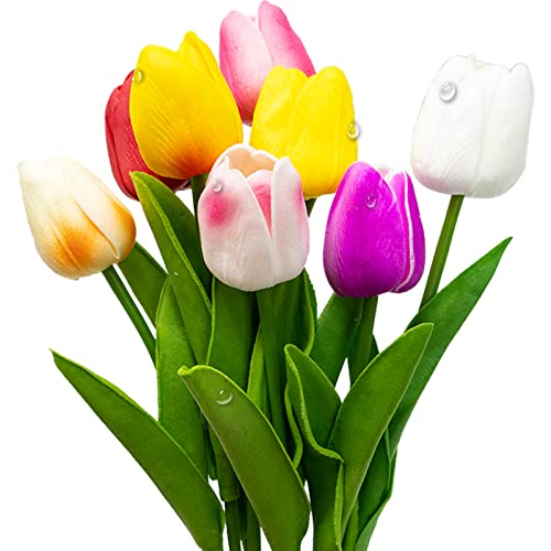 8 StückTulpen künstlich wie echt Künstliche Tulpen realistische Tulpen Latex-Material kunstblumen tulpen Blumenstrauß Arrangements für Zuhause Raumdekoration Party Hochzeit Dekoration mehrfarbig von SZXMDKH