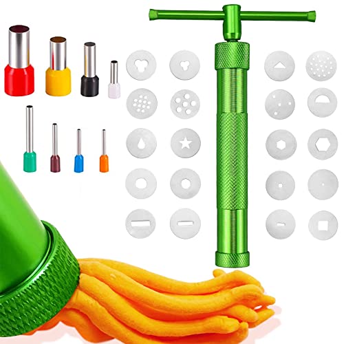 SZXMDKH Tonpressen Clay Handwerk, Edelstahl Zuckerpaste Extruder, Fondant Presse mit 20 Formen, Dekoration Werkzeug Backen Baking Tool von SZXMDKH