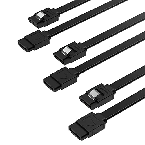 Sabrent SATA III Kabel (3 Stück), HDD SDD Datenkabel 6Gbps 51cm, mit Metall Clip Verriegelungsriegel (CB-SFK3) von Sabrent