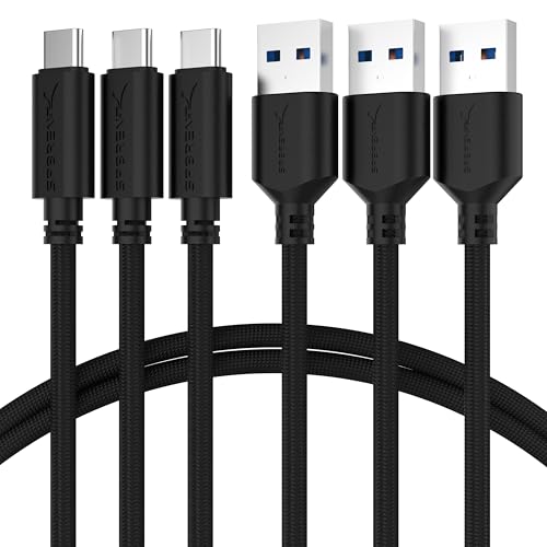 Sabrent USB C Ladekabel 3.2 gen 1 (3Stück) USB typ C kabel 5V-3A, USB C Schnellladung kompatibel mit Samsung Galaxy S22/ S21/S10/S9/S8/Note, Huawei, Sony, MacBook, IPad und mehr (90cm) (CB-C3X3) von Sabrent