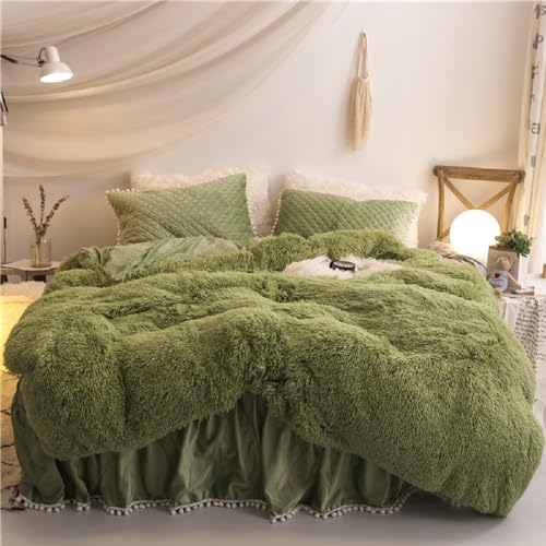 Sacebeleu Kissenbezug 40x80cm 2er Set Plüsch Biber Flanell Flauschig Zierkissenbezug Kissenhülle Doppelpack Avocado Grün Winter Kopfkissenbezug von Sacebeleu