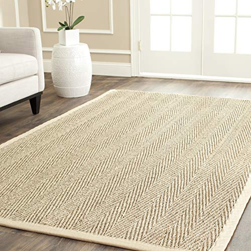 SAFAVIEH Naturfaser Teppich für Wohnzimmer, Esszimmer, Schlafzimmer - Natural Fiber Collection, Kurzer Flor, Natur und Beige, 122 X 122 cm von Safavieh