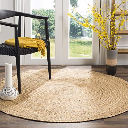 SAFAVIEH Naturfaser Teppich für Wohnzimmer, Esszimmer, Schlafzimmer - Natural Fiber Collection, Kurzer Flor, Natur, 152 X 152 cm von Safavieh