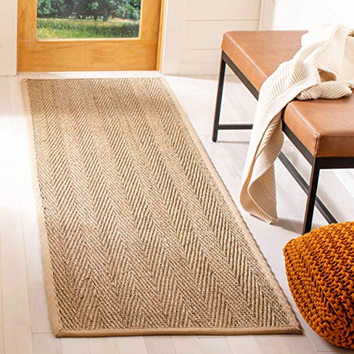 SAFAVIEH Naturfaser Teppich für Wohnzimmer, Esszimmer, Schlafzimmer - Natural Fiber Collection, Kurzer Flor, Natur und Beige, 76 X 122 cm von Safavieh