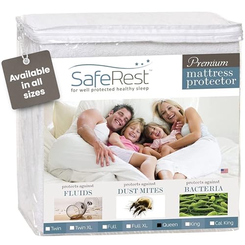 SafeRest Matratzenschoner für Queen-Size-Betten, hypoallergen, wasserdicht, ohne Vinyl (California Queen) von SafeRest