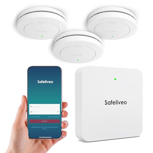 Safeliveo Rauchmelder 10 Jahre Batterie Vernetzt Smart Feuermelder WLAN 3er Set mit Basisstation, Brandmelder mit 85dB Hörbarer Alarm Safeliveo Rauchmelder 10 Jahre Batterie Vernetzt Smart Feuermelder WLAN 3er Set mit Basisstation, Brandmelder mit 85dB Hörbarer Alarm von Safeliveo