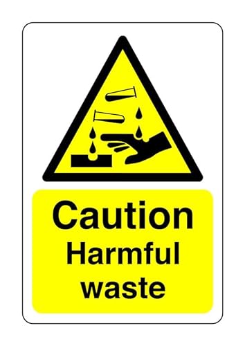 Warnschild "Caution harmful waste" – ätzend, gefährlich, chemisch, schädlich, reizend – selbstklebender Aufkleber mit hoher Klebekraft (400 mm x 300 mm) Sichtabstand innerhalb von 14 m. von Safety First Display LTD