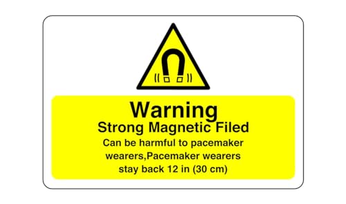 Warnschild mit starkem Magnetfeld kann schädlich für Herzschrittmacher sein – selbstklebender Aufkleber mit hoher Klebekraft (600 mm x 400 mm), Sichtabstand innerhalb von 20 m. von Safety First Display LTD