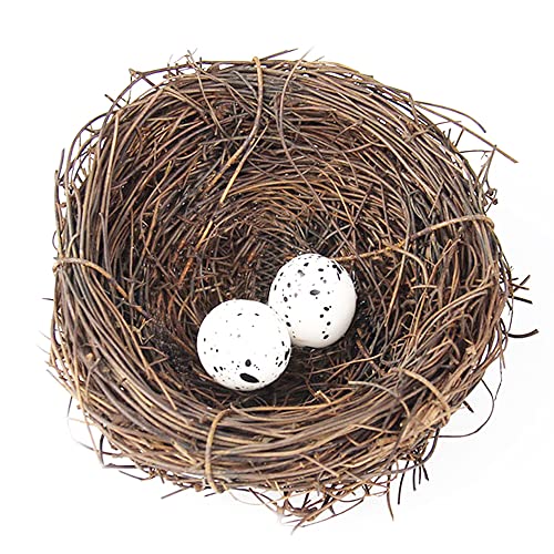SagaSave Rattan Vogelnest Künstliche Vogel Nest mit Eier Dekorative für Weihnachten, Ostern, Partydekoration von SagaSave