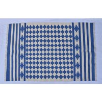 Mehrere Größen Royal Blau Und Weiß Handgemachter Moderner Design Kelim Teppich - Schöner Flacher Wend Kilim von SahjadCarpets