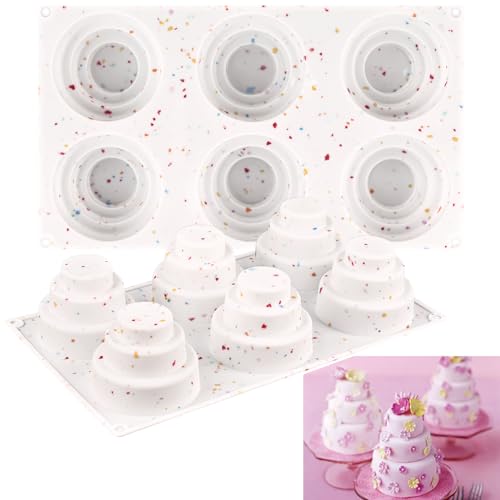 Sakolla Mini-Kuchen-Silikonformen, 3-stöckige kleine Kuchen-Backformen für Kuchen, Pudding, Kekse, Cupcakes, Desserts (2er-Set) von Sakolla