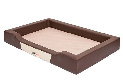 Sales Core Leicht zu reinigendes und langlebiges Hundebett aus Leder mit Abnehmbarer Matratze, stilvolles und modisches Hundesofa aus Öko-Leder für Haus oder Garten, bequemes Bett für Haustiere von Sales Core