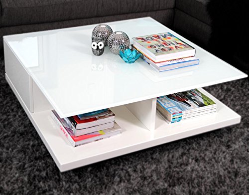 SalesFever Couch-Tisch weiß Hochglanz mit Schublade 100x100cm quadratisch | Carla | Moderner Wohnzimmer-Tisch mit Tischplatte aus Kristallglas Weiss 100cm x 100cm SalesFever Couch-Tisch weiß Hochglanz mit Schublade 100x100cm quadratisch | Carla | Moderner Wohnzimmer-Tisch mit Tischplatte aus Kristallglas Weiss 100cm x 100cm von SalesFever