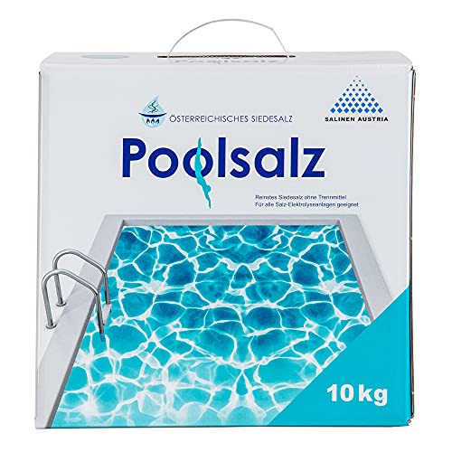 Salinen Austria 2 x POOLSALZ im Karton 10kg für Salzwasser-Pool & Schwimmbad I hochreines Siedesalz, 99,9% NaCI ohne Trennmittel I schnell löslich, für alle Salz-Elektrolyseanlagen/Chlorinatoren von Salinen Austria