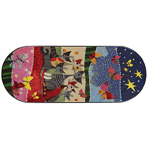 Salonloewe Rosina Wachtmeister Fußmatte waschbar Spring Fasce di Colore S75x190 cm Läufer oval Schmutzfang-Teppich waschbar Eingangs-Matte bunt und wohnlich von Salonloewe