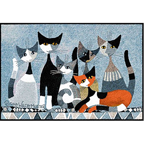 Salonloewe Rosina Wachtmeister Siamo in sei Fußmatte 50x75 cm Schmutzfangmatte waschbar Eingangs-Matte Katzen bunt Fussabtreter von Salonloewe