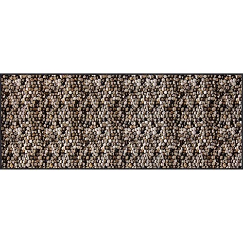 Salonloewe Fußmatte waschbar Marble Dots Taupe 75x190 cm Läufer Flur-Teppich Eingangs-Matte mit Design von Salonloewe