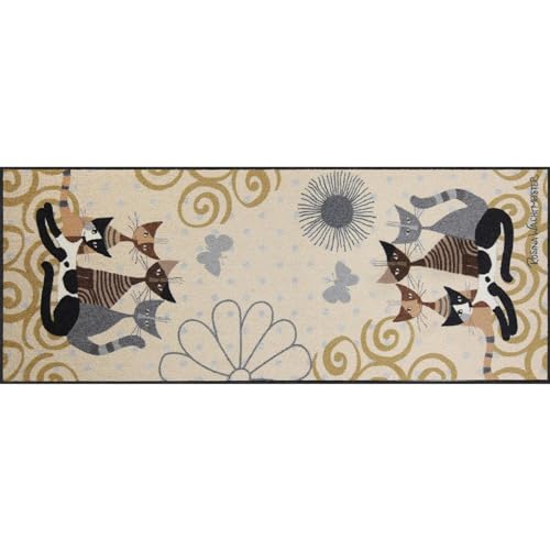 Salonloewe Rosina Wachtmeister Fantasia di Gatti Fußmatte waschbar 075 x 190 cm Flur-Läufer Katzen Wohn-Teppich Schmutzfangmatte von Salonloewe