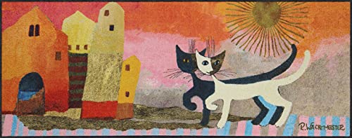 Salonloewe Rosina Wachtmeister Fußmatte waschbar Camminata Al Mattino 75x190 cm Läufer WohnteppichMotiv-Fußmatte Katzen Wohnmatte von Salonloewe