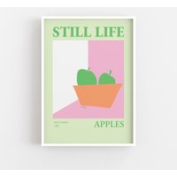 Artkitchen Print, Stillleben Äpfel Obstschale, Danish Pastel Poster, Girly Kitchen Poster von SaltedJamStore