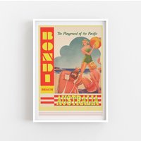 Bondi Print, Reise Kunst, Welt Dekor, Zeichnung, Kunst Reisen, Vintage Wohnkultur, Poster, Geschenk Ideen von SaltedJamStore