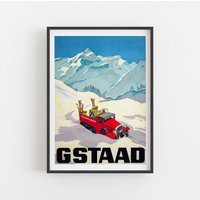 Gstaad Ski Resort Poster, Vintage Reiseplakat, Retro Sport Reisekunst, Weltreise Dekor, Kunstreisen, Wohnkultur von SaltedJamStore